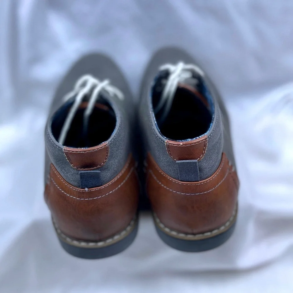 George Mens Grey Perforated Chukka Boots Brown Heel Accent Size 11 Casual Office